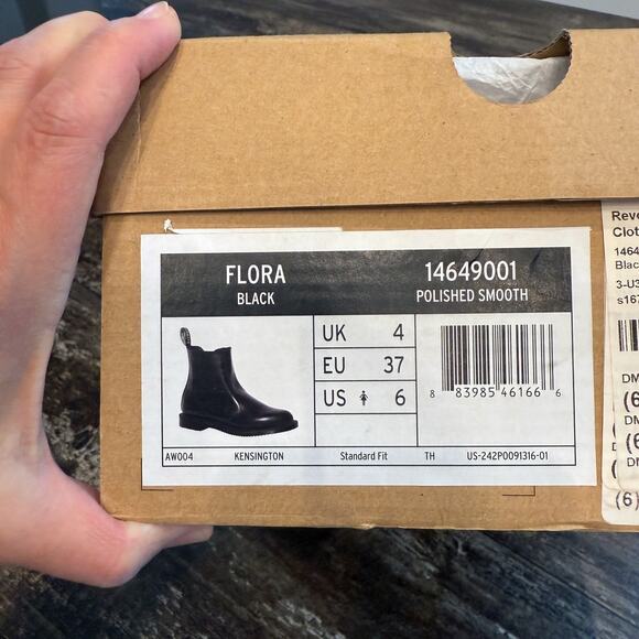 Dr. Martens‎ Kensington Boots Womens Size 6 Flora Black Chelsea Pull On NIB - Picture 3 of 15